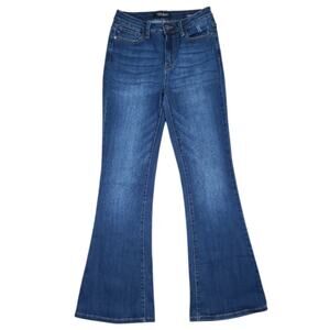 Judy Blue Flare Fit Jeans Mid Rise Stretch Size 5/27 Dark Wash Blue Casual Retro
